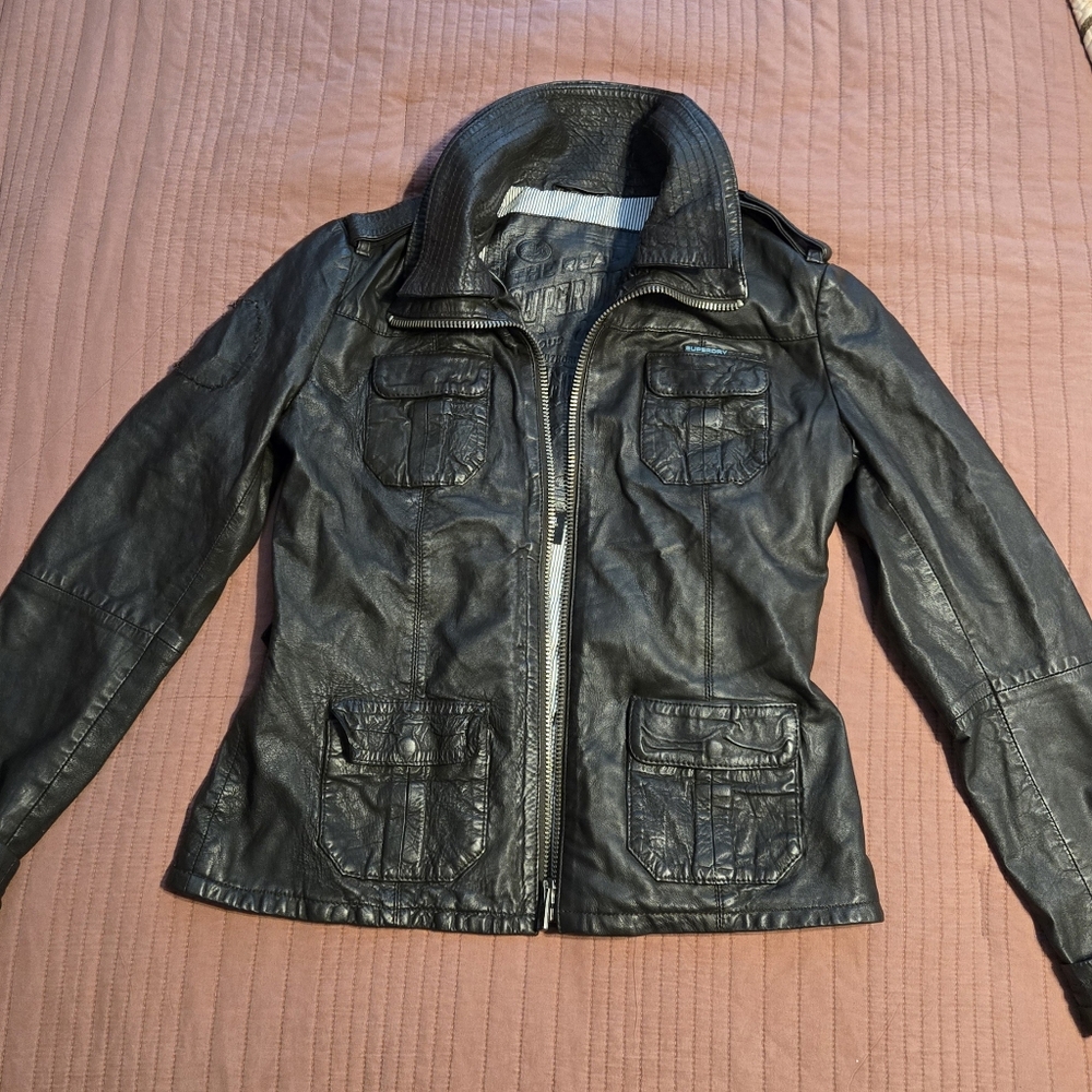 Ladies Large "SuperDry" brand leather jacket(NWT)